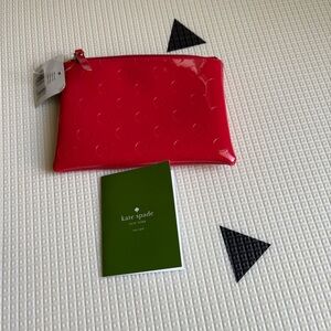kate spade glossy red embossed polka dot pouch